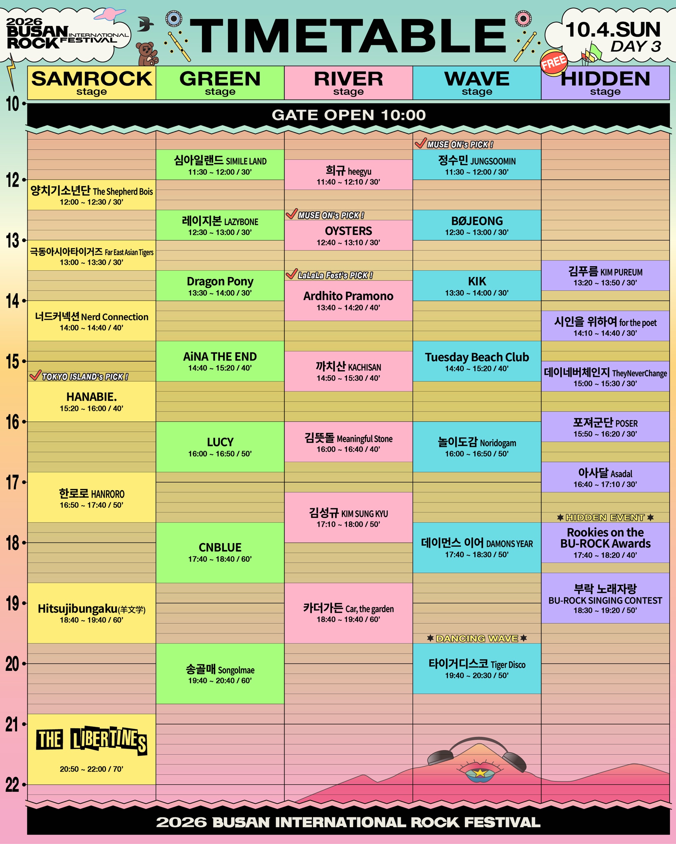타임테이블 DAY3 (10/4)