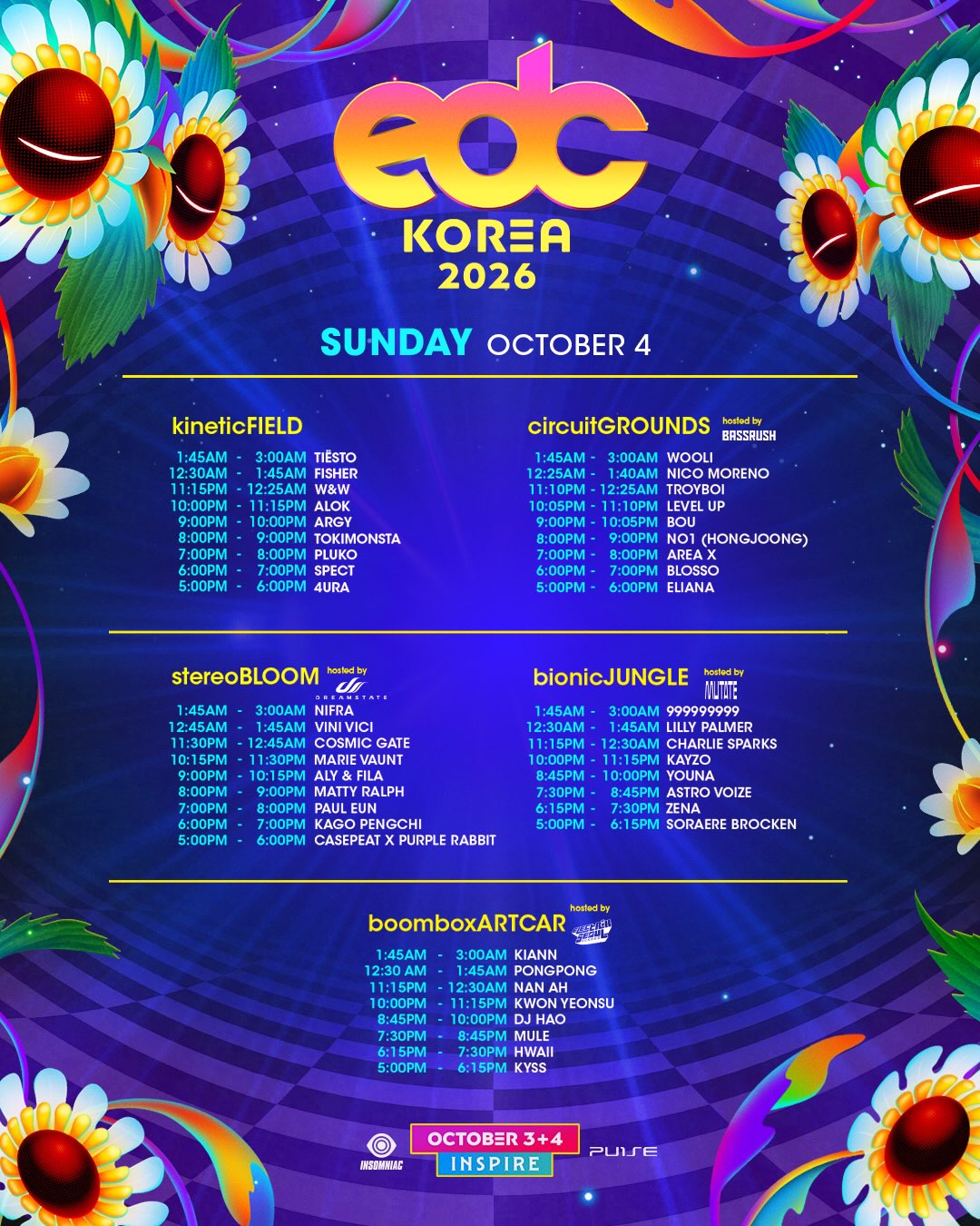 타임테이블 DAY2 (10.4 일) · 5개 무대